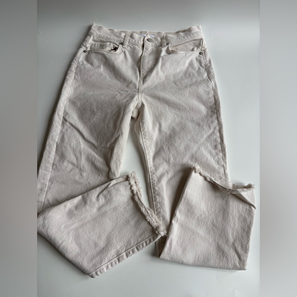 LOFT Curvy Skinny Crop Jeans Ivory Size 26